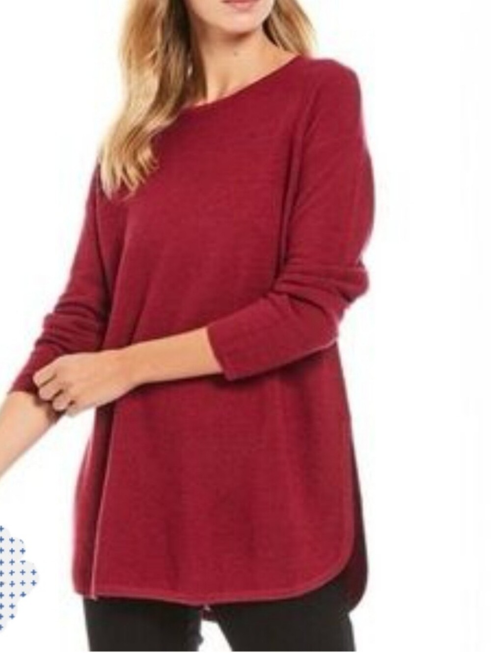 Eileen Fisher 💯% Fine Merino Wool Maroon Longline Tunic Top. Size: XXS.